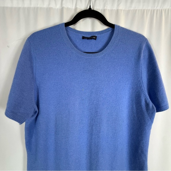 Lands' End Knit Sweater Tee Sz:L Blue Stretch Office Career 100% cashmere - Picture 6 of 12